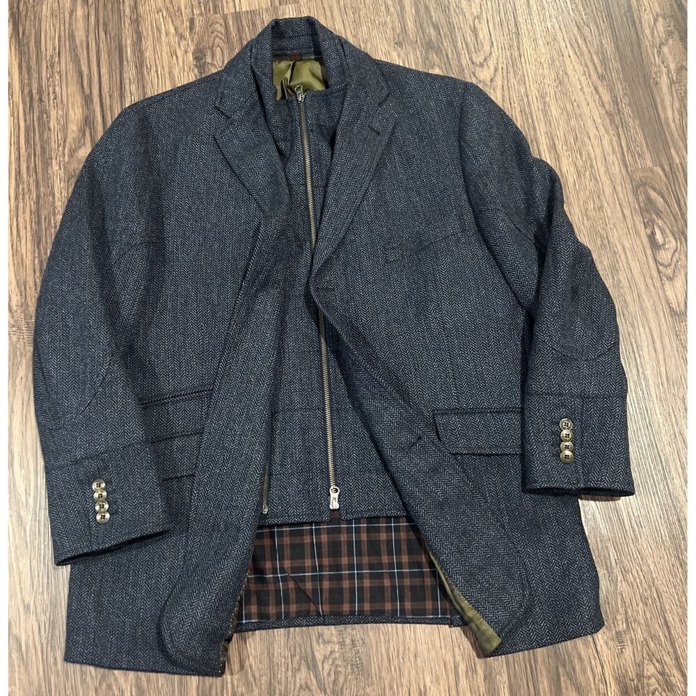 Kroon Ritchie Men's Wool/Cashmere Blend Hybrid Jacket Herringbone Blue Size 44R